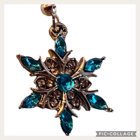 NEW Blue Topaz Dangle 925 Sterling Silver Snowflake Earrings - Picture 8 of 8